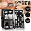 Image of 18PCS Manicure Pedicure Stainless Toe Nail Clippers Kit Cuticle Grooming Tools