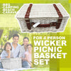 Image of Wicker Picnic BASKET SET for 4 Person, BBQ Camping Beach Caravan Travel