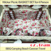 Image of Wicker Picnic BASKET SET for 4 Person, BBQ Camping Beach Caravan Travel