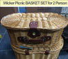 Image of Wicker Picnic BASKET SET for 2 Person, BBQ Camping Beach Caravan Travel