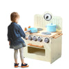 Image of BoPeep Kids Wooden Kitchen Pretend Play Set Cooking Toys Toddlers Home Cookware
