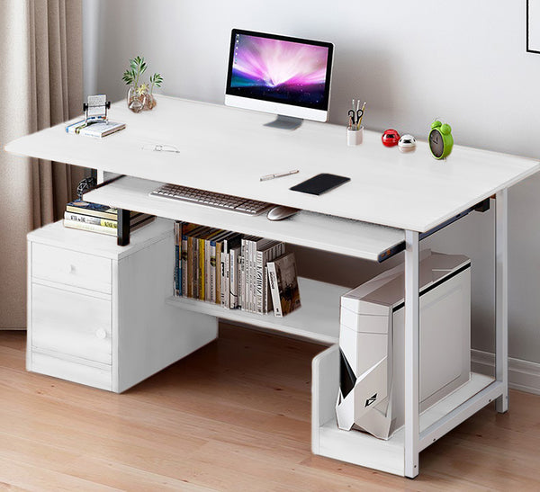 Computer Laptop Desk Writing Study Table Desktop Workstation Computer Case Rack Home Office Furniture with Storage Cabinet Storage Shelves