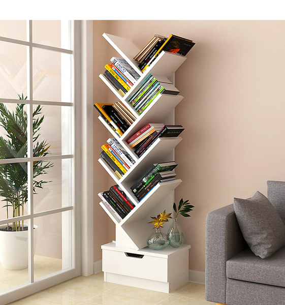 Tree Bookshelf Bookcase Book Organizer 9-Tier Multipurppose Shelves