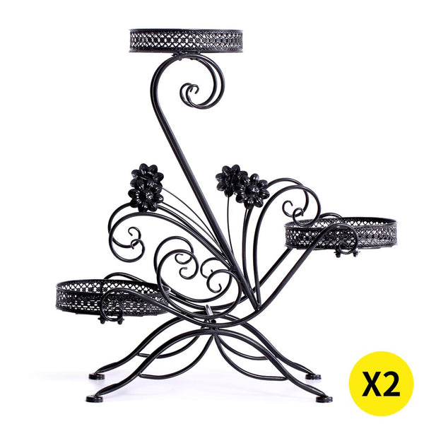 2X Outdoor Indoor Flower Pot Plant Stand Metal Corner Shelf Garden Home Decor AU