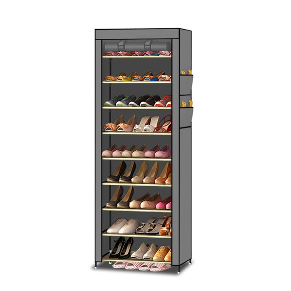 Grey 10 Tiers Shoe Rack Holder