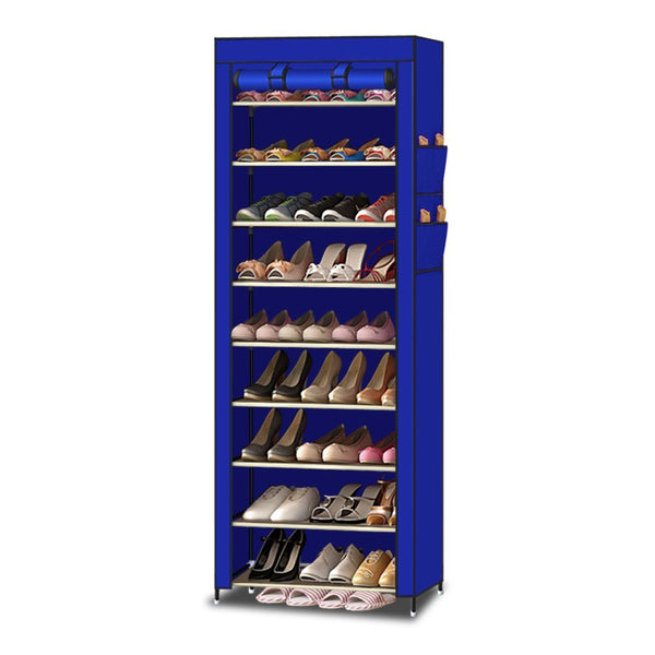 Blue 10 Tiers Shoe Rack Holder