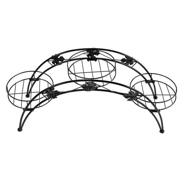 Levede Plant Stand Garden Decor Flower Pot Rack Wrought Iron Arch Shelf Black