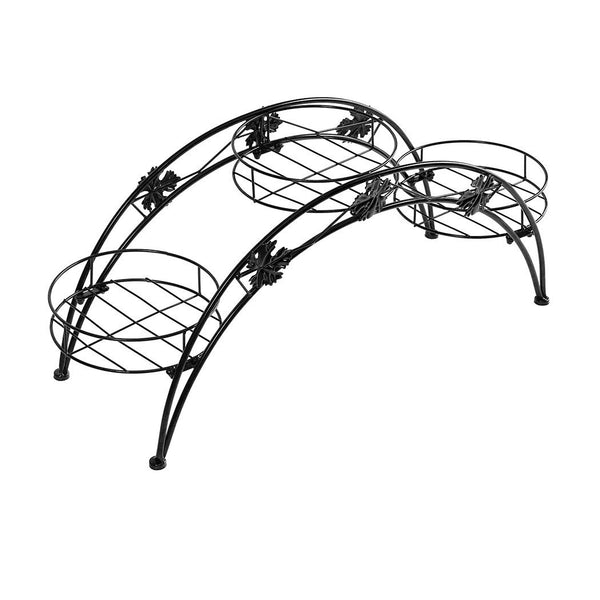 Levede Plant Stand Garden Decor Flower Pot Rack Wrought Iron Arch Shelf Black