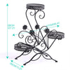 Image of Levede Flower Shape Metal Plant Stand 3 Planter Pot D?cor Corner Shelf Black