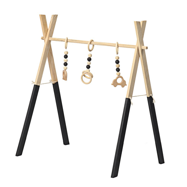 Wood Baby Stand Play Toy Nursery Fun Hanging Toys Mobile Wood Rack Activity Gym