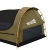 Image of Mountview Camping Swags Canvas Swag Tent Kings Pole with Awning Double Khaki