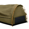 Image of Mountview Camping Swags Canvas Swag Tent Kings Pole with Awning Double Khaki