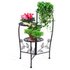 Image of Wrought Outdoor Indoor Flower Pots Plant Stand Garden Metal Corner Shelf Black