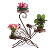 Image of Levede Flower Shape Metal Plant Stand 3 Planter Pot D?cor Corner Shelf Bronze