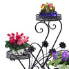 Image of Levede Flower Shape Metal Plant Stand 3 Planter Pot D?cor Corner Shelf Black
