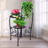 Image of Wrought Outdoor Indoor Flower Pots Plant Stand Garden Metal Corner Shelf Black