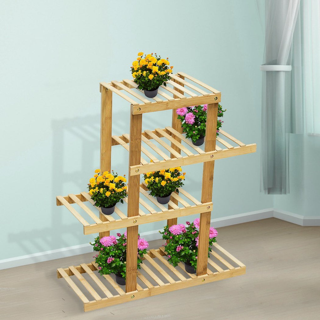 4 Tiers Premium Bamboo Wooden Plant Stand In/outdoor Garden Planter Flower shelf