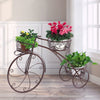 Image of Levede Bicycle Shape Metal Plant Stand 3 Pots Flower Planter Corner Shelf Bronze