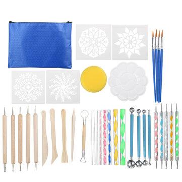 38Pcs Mandala Dotting Tools Set Rock Painting Kit Nail Art Pen Paint Stencil