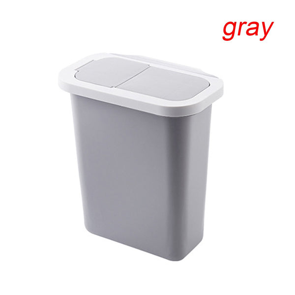Cabinet Door Hanging Trash Can with Lid Garbage Waste Bin Waste Storage Wastebucket for Office Home Bathroom Kitchen