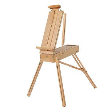 Wood Portable Painting Box Sketching Oil Paint Easel Box Multifunctional Painting Suitcase Art Supplies with Drawer