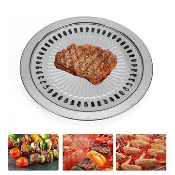 Stainless Steel 30cm BBQ Grill Plate Barbecue Non Stick Coating Roaster Plate for Camping Picnic