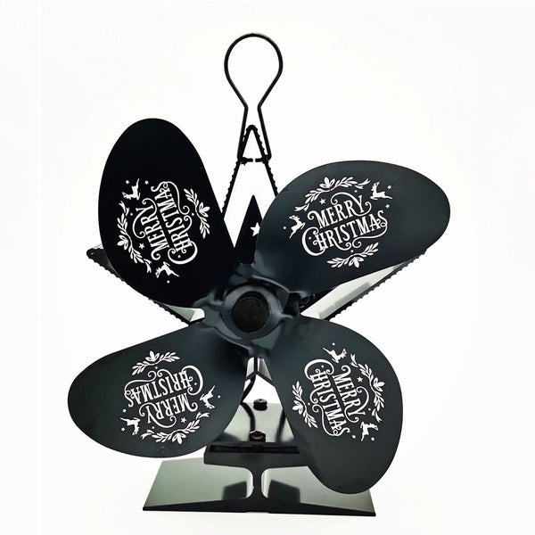 4 Blade Heat Powered Stove Fan with Magnetic Thermometer for Fireplace Heater