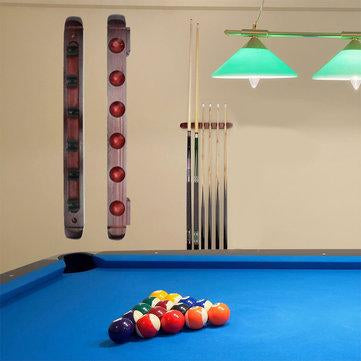 6 Clips Wooden Cue Rack Wall Mounted Pool Snooker Billiard Game Mahogany Decorations