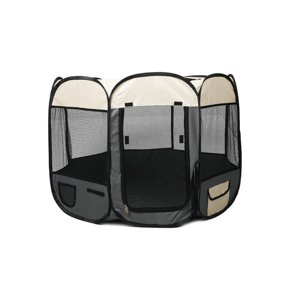 PaWz Pet Soft Playpen Dog Cat Puppy Play Round Crate Cage Tent Portable XL Grey
