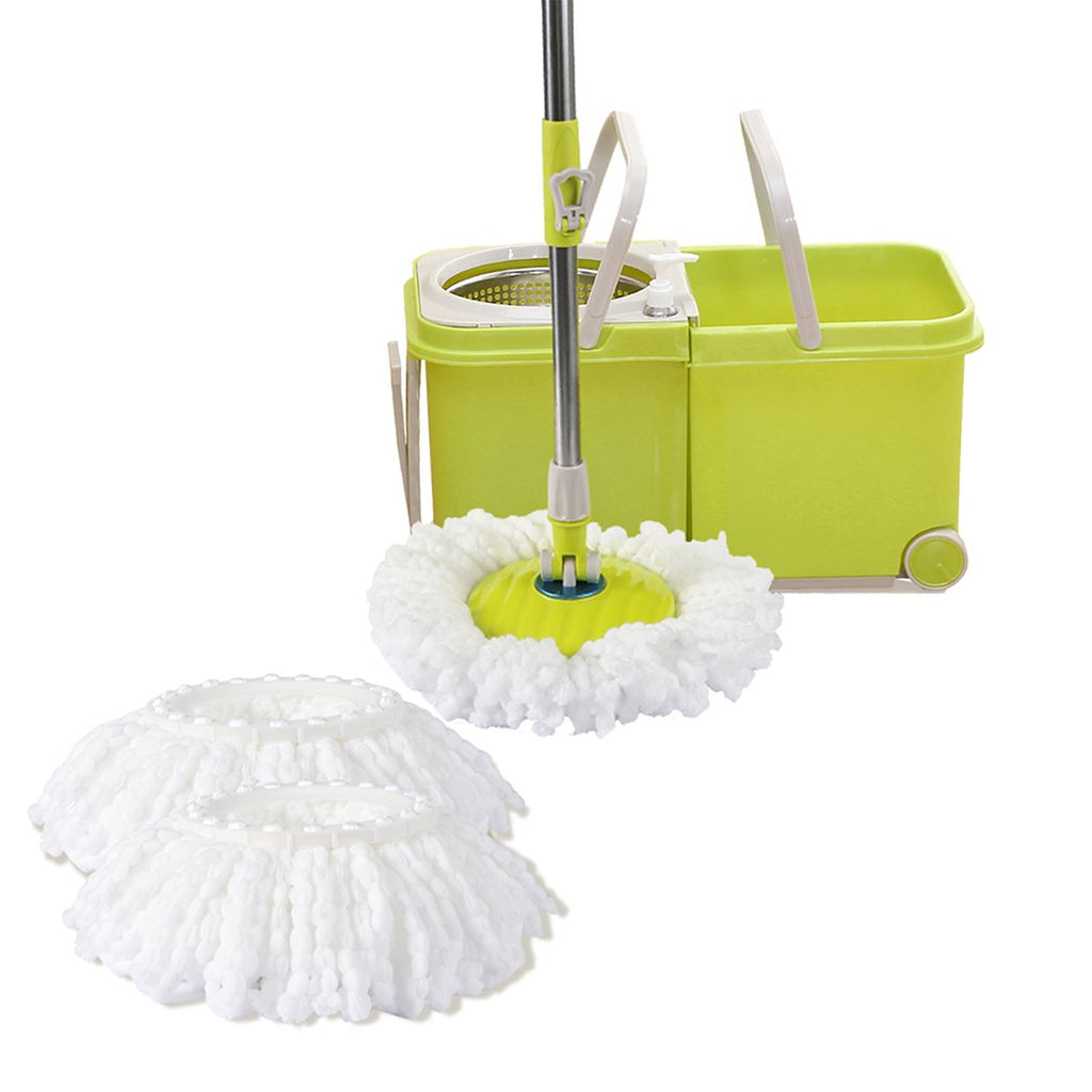 4 Style 360 Spinning Mop Stainless Steel Bucket 2 Free Spin Mop Heads/pads Wheel