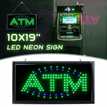 25x48cm Hanging ATM LED Sign Neon Light with Flashing for Business Bar Store EU/US Plug AC100-240V
