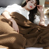 Image of Fringed Knitting Blanket Wool Blanket