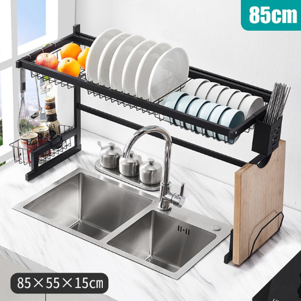 65/85CM Dish Drying Rack Organizer Over Sink Kitchen Draining Storage Holder Drain Rack