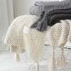 Image of Fringed Knitting Blanket Wool Blanket