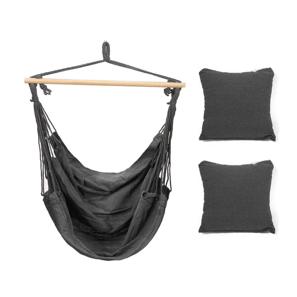 Deluxe Hanging Hammock Chair Swing INCLUDES Soft Cushions Outdoor Camping Frame