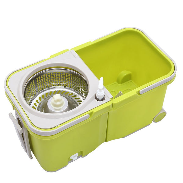 4 Style 360 Spinning Mop Stainless Steel Bucket 2 Free Spin Mop Heads/pads Wheel