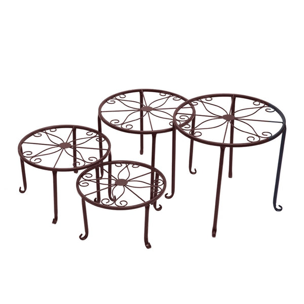 Levede 4 Pcs Round Shape Metal Plant Stand Flower Planter Corner Shelf Bronze