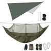 Image of Double Person Camping Hammock with Mosquito Net Awning Outdoor Hiking Travel Hanging Hammock Set Bearable 300kg