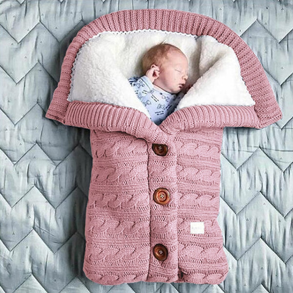 Baby Hooded Swaddle Knit Wrap Blanket Warm Pram Pushchair Stroller Sleeping Bag