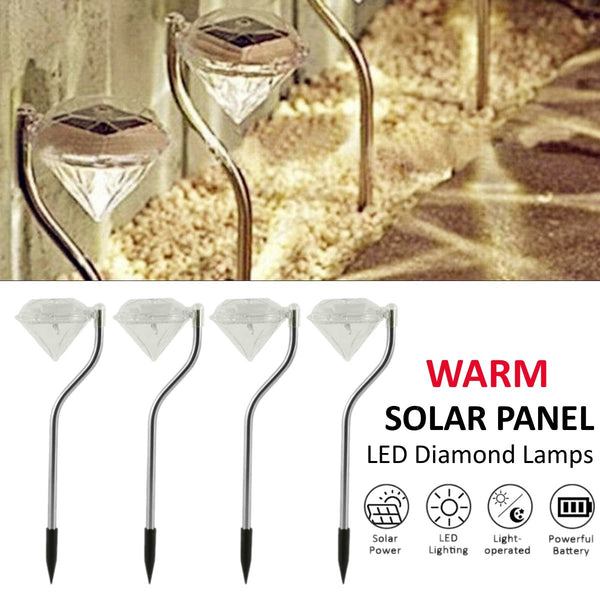 4pcs Solar Diamond Shape Lawn Lamp Outdoor Garden LED Waterproof Decorative Lamp