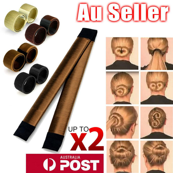 Women's Magic Hair Bun Snap Styling Donut Former French Twist Band Maker Tool AU
