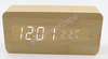 Image of 4 color Wood Sound Control Clock Digital LED Temperature Alarm Modern Home Decor