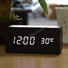 Image of 4 color Wood Sound Control Clock Digital LED Temperature Alarm Modern Home Decor