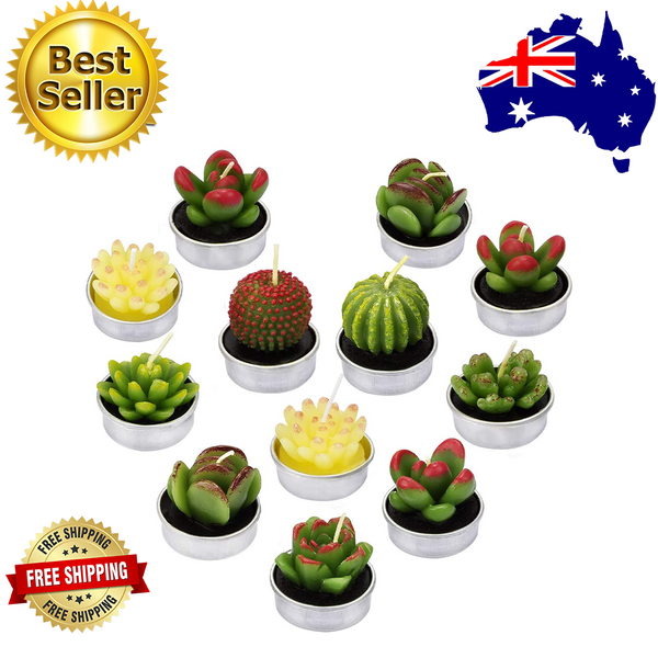 Scented Candles Cactus Tealight Smokeless Handmade Cute Mini Plants Gift Set