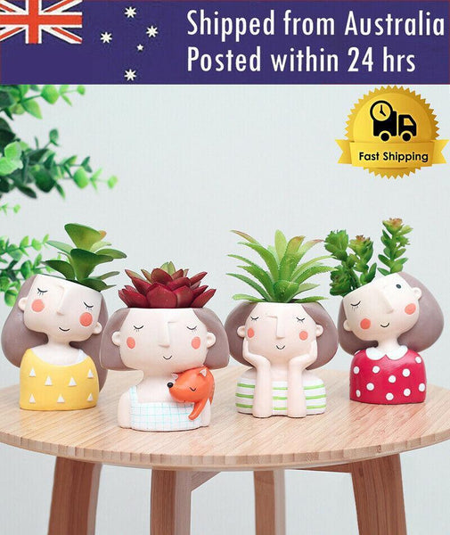 4Pcs/set Resin Plant Pot Creative Mini Planter Succulent Cactus Bonsai Flowerpot