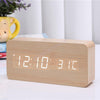 Image of 4 color Wood Sound Control Clock Digital LED Temperature Alarm Modern Home Decor