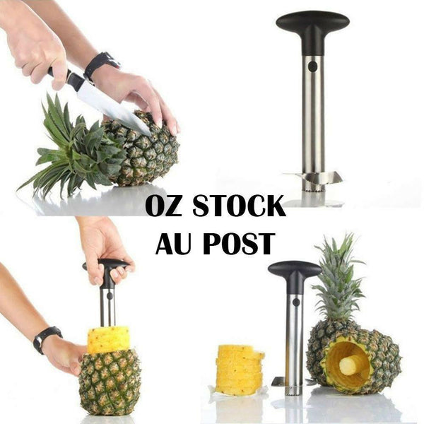 Stainless Steel Easy Kitchen Tool Fruit Pineapple Corer Slicer Cutter Peeler OZ