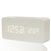 Image of 4 color Wood Sound Control Clock Digital LED Temperature Alarm Modern Home Decor