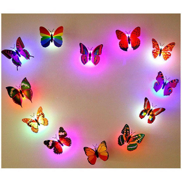 10 Pc Wall Stickers Butterfly LED Lights Wall Stickers 3D House Decoration Hot y