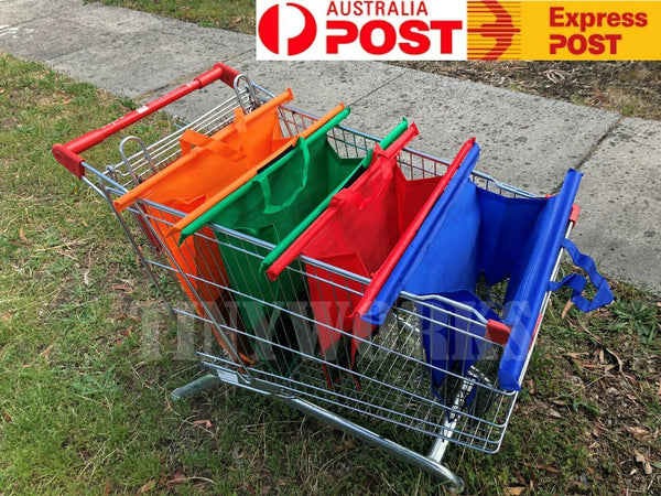 4 Reusable Bag Shopping Cart Grocery Bags Large Size Trolley Fit